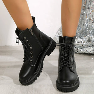 Cheap Black Lace Up Ankle Boots