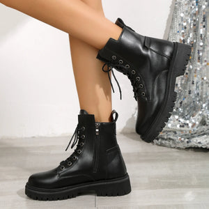 Cheap Black Lace Up Ankle Boots