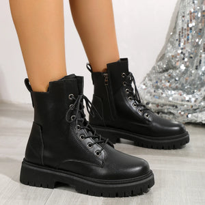 Cheap Black Lace Up Ankle Boots