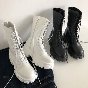 Chelsea Platform Boots White