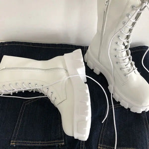 Chelsea Platform Boots White