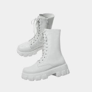 Chelsea Platform Boots White