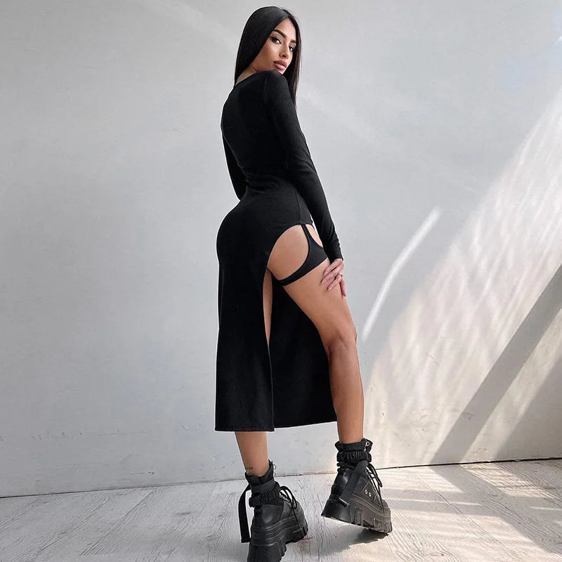 black dress cut out chest Strappy Cut Out Gathered Bust Detail Maxi Dress In Black Slinky | EGO US