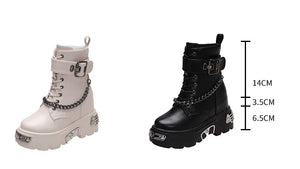 Chunky Black Boots Lace Up