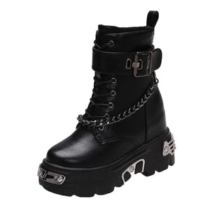 Chunky Black Boots Lace Up