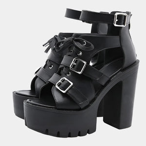 Chunky Black Heel Sandals