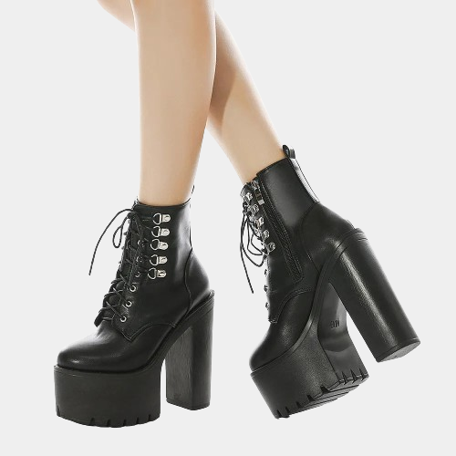 Black Shiny Stretch Thigh High Boots Women'S Lace Up Boot 15Cm High Heels |  eBay