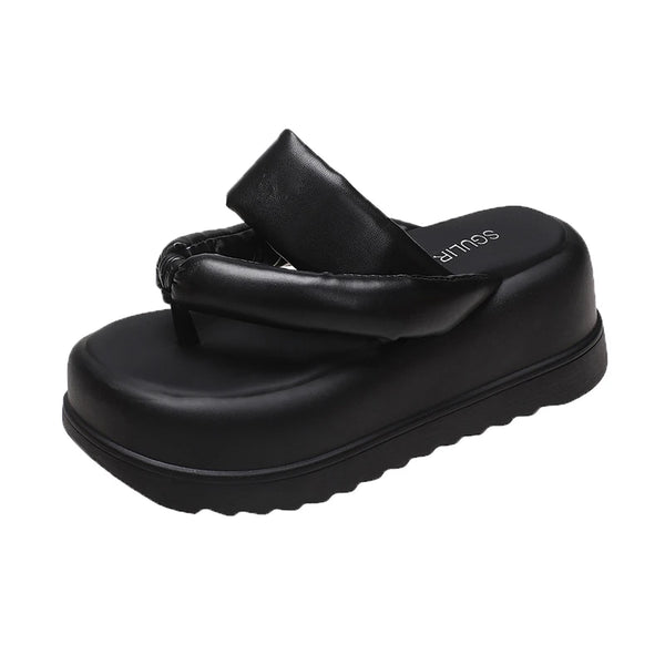 Chunky Black Leather Sandals