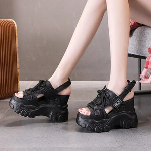 Chunky Black Sandals Platform