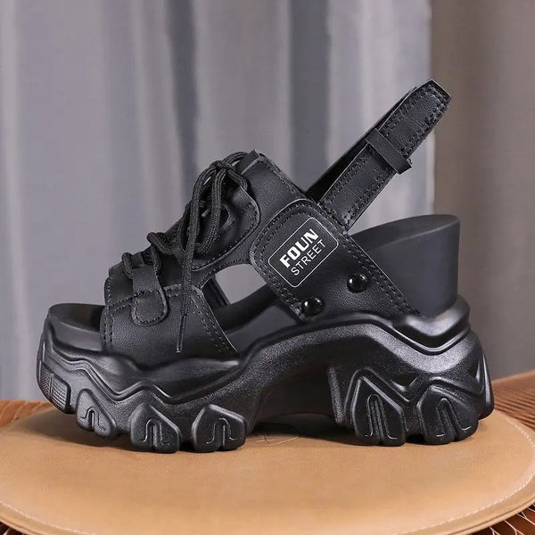 Chunky Black Sandals Platform