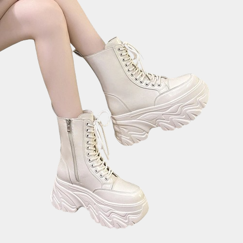 White platform sneaker boots deals