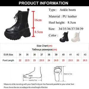 Chunky Heel Platform Boots White