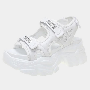 Chunky Heeled Sandals White