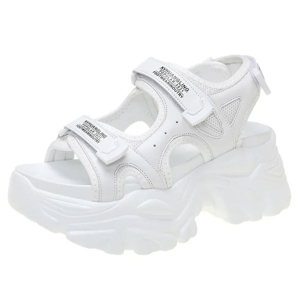 Chunky Heeled Sandals White