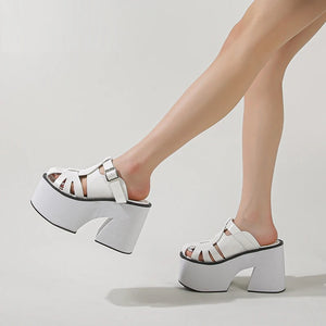 Chunky Heels Mules Sandals