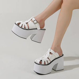Chunky Heels Mules Sandals