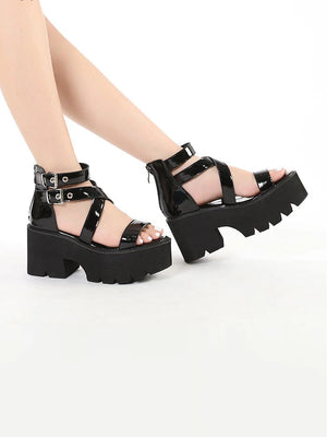 Chunky Heels Shoes Y2K
