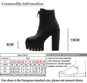 Chunky Lace Up Black Boots