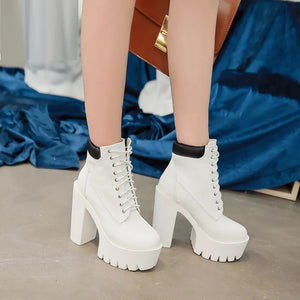 Chunky Lace Up Black Boots