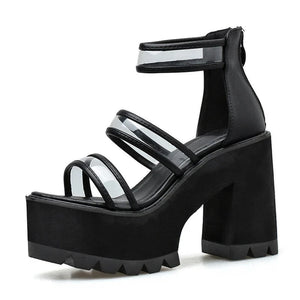 Chunky Sandals Back Zipper