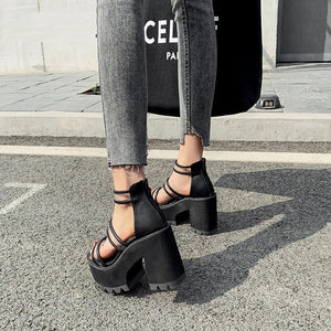 Chunky Sandals Back Zipper