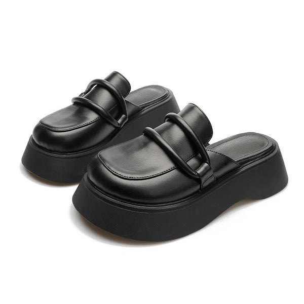 Chunky Sandals Black Leather
