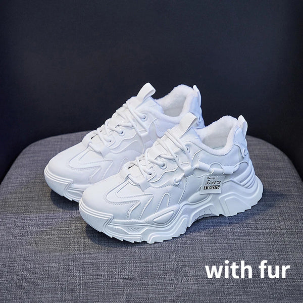 Chunky White 90s Platform Sneakers