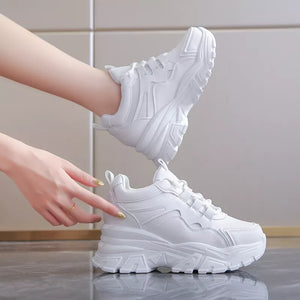 Chunky white platform sneakers