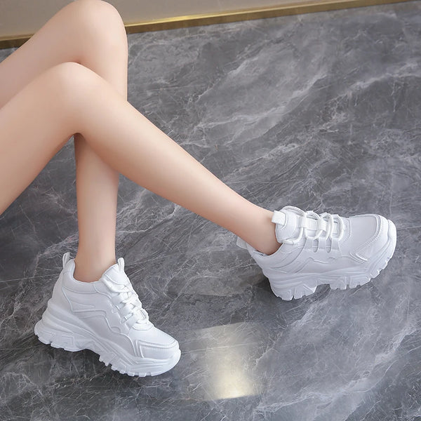 Chunky white platform sneakers
