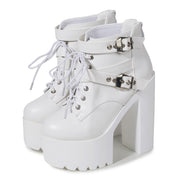 Chunky White Platform Womens Boots