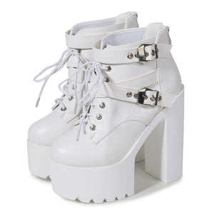 Chunky White Platform Womens Boots