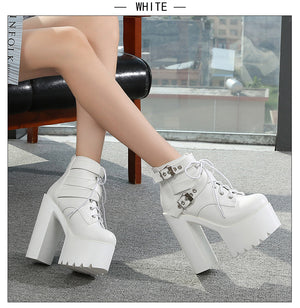 Chunky White Platform Womens Boots