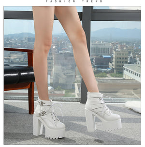 Chunky White Platform Womens Boots