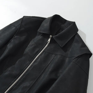 Collar Zipper Black Jacket Women