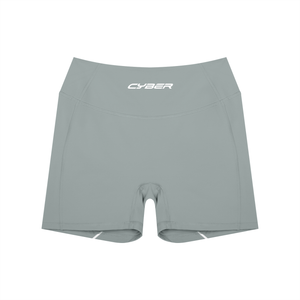 Haze blue colourway laid flat, front view with the CYBER wordmark on the high waistband