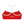 Back of the red sports bra laid flat, white Y straps meeting through a ring above the CYBER band