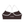 Back of the brown sports bra laid flat, the white straps and trim against the dark brown knit