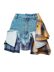 Colored Plaid Patchwork Y2K Skirt