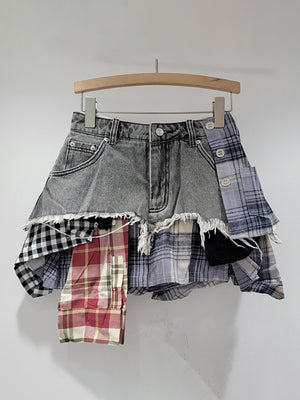 Colored Plaid Patchwork Y2K Skirt