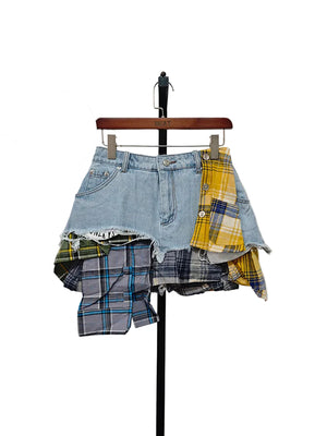 Colored Plaid Patchwork Y2K Skirt