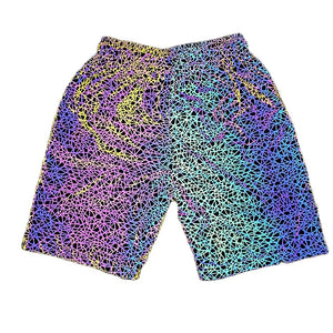colorful stripe reflective shorts