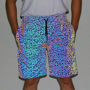 colorful stripe reflective shorts