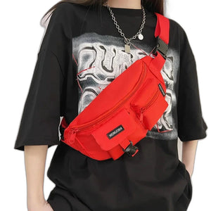 Colour block fanny pack in khaki, pink, red or black