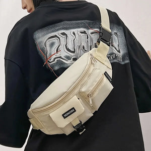 Colour block fanny pack in khaki, pink, red or black