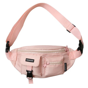 Colour block fanny pack in khaki, pink, red or black
