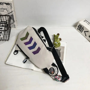 White and black colour block techwear sling bag