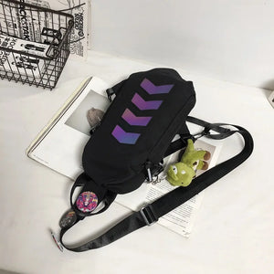 White and black colour block techwear sling bag