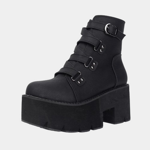 Comfortable Black Lace Up Boots