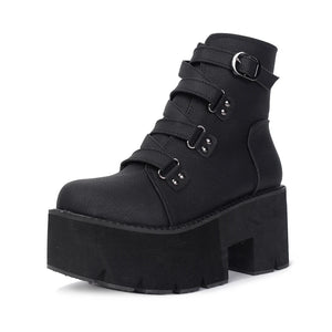 Comfortable Black Lace Up Boots