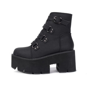 Comfortable Black Lace Up Boots